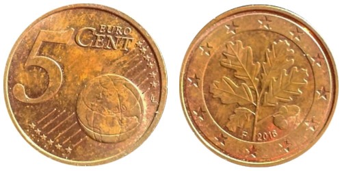 5 евроцентов 2016 «F» Германия