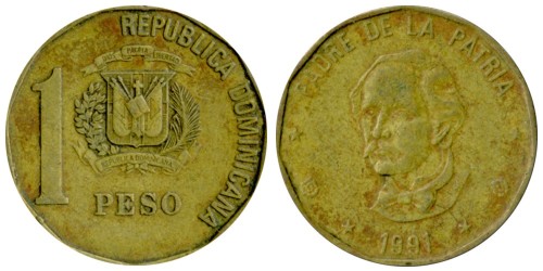 1 песо 1991 Доминикана