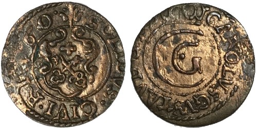 1 солид 1660 Швеция — Ливония — Карл X Густав — биллон