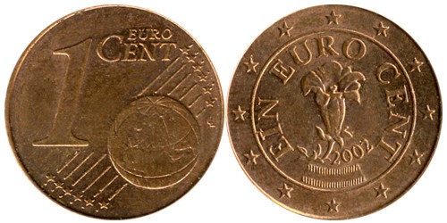 1 евроцент 2002 Австрия