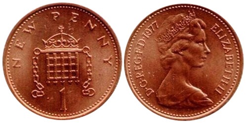 1 новый пенни 1977 Великобритания