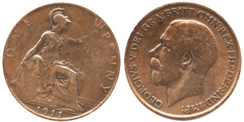 1 пенни 1911 Великобритания