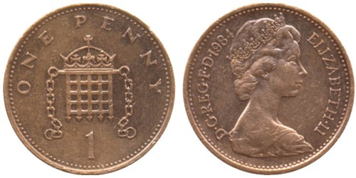 1 новый пенни 1984 Великобритания