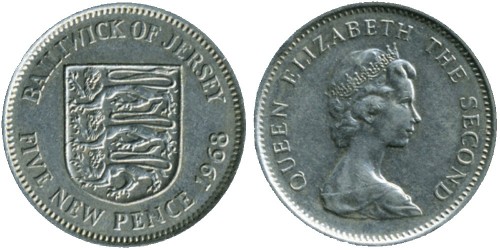 5 новых пенсов 1968 остров Джерси