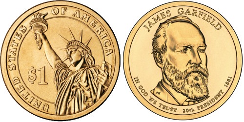 1 доллар 2011 D США UNC — Президент США — Джеймс Гарфилд (1881) №20