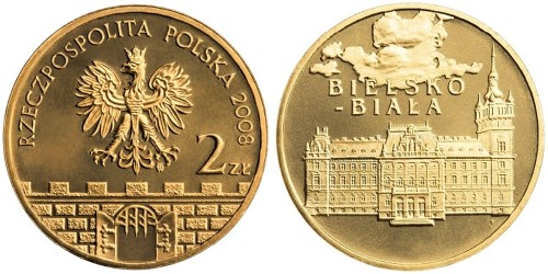 2 злотых 2008 Польша — Древние города Польши — Бельско-Бяла