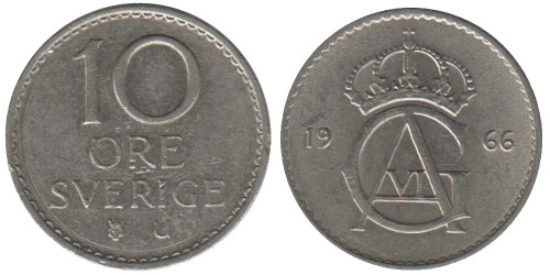 10 эре 1966 Швеция