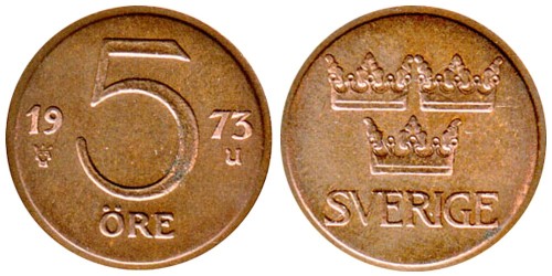 5 эре 1973 Швеция