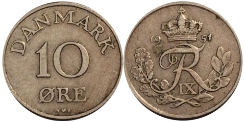 10 эре 1951 Дания