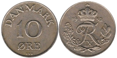 10 эре 1952 Дания