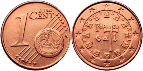 1 евроцент 2004 Португалия UNC