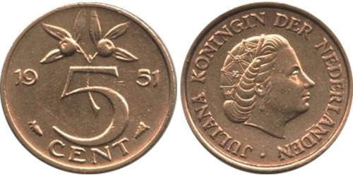 5 центов 1951 Нидерланды