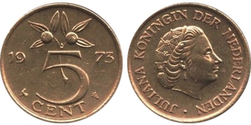5 центов 1973 Нидерланды