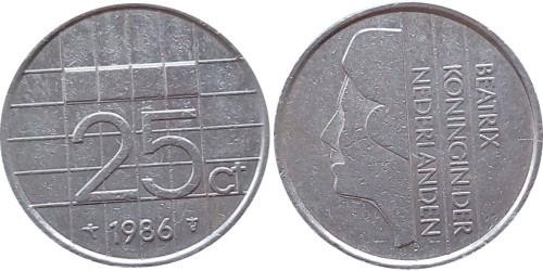 25 центов 1986 Нидерланды