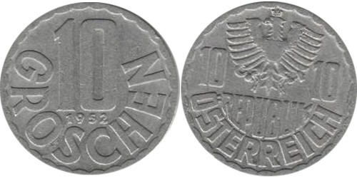 10 грошей 1952 Австрия