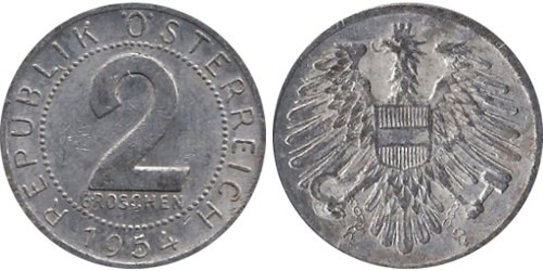 2 гроша 1954 Австрии