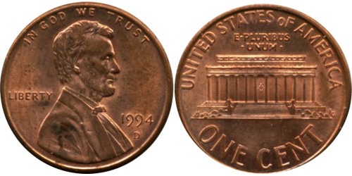 1 цент 1994 D США