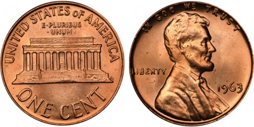 1 цент 1963 США