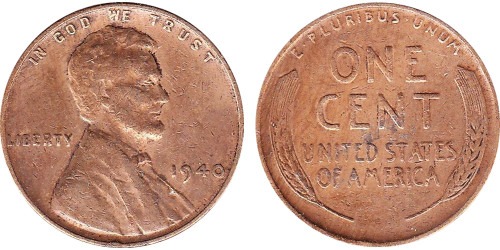 1 цент 1940 США