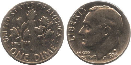 10 центов 1974 D США