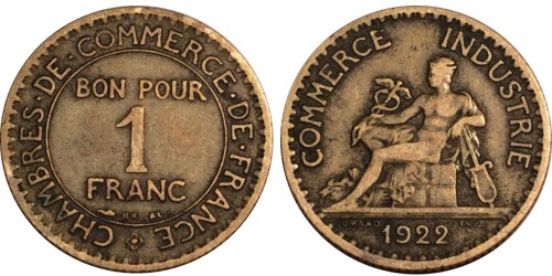 1 франк 1922 Франция