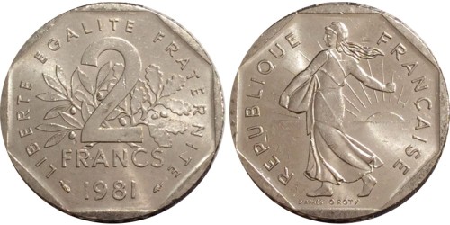 2 франка 1981 Франция