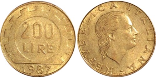200 лир 1987 Италия