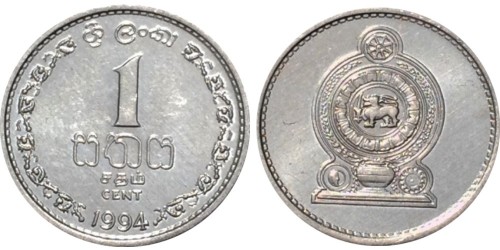 1 цент 1994 Шри-Ланка UNC