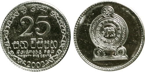 25 центов 2002 Шри-Ланка
