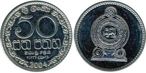 50 центов 2004 Шри-Ланка UNC