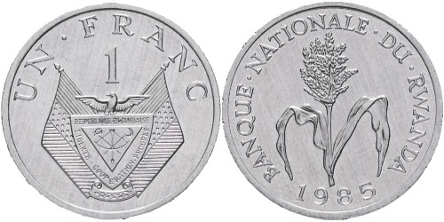 1 франк 1985 Руанда UNC