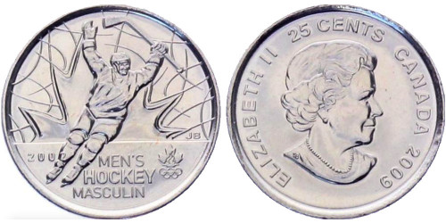 25 центов 2009 Канада — Победа мужской сборной по хоккею на олимпиаде Солт-Лейк-Сити 2002 UNC