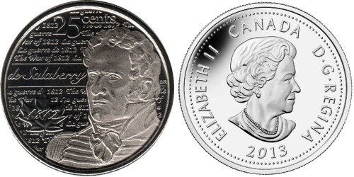 25 центов 2013 Канада — Война 1812 года — Шарль де Салаберри