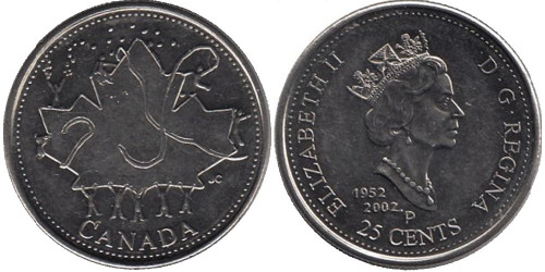 25 центов 2002 Канада — День Канады — Кленовый лист