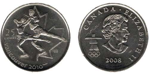 25 центов 2008 Канада — XXI зимние Олимпийские Игры, Ванкувер 2010 — Фигурное катание