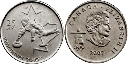 25 центов 2007 Канада — XXI зимние Олимпийские Игры, Ванкувер 2010 — Кёрлинг