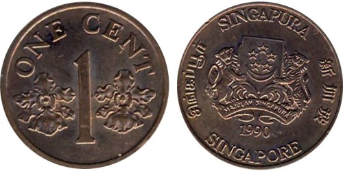 1 цент 1990 Сингапур