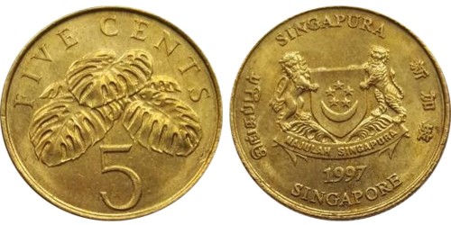5 центов 1997 Сингапур