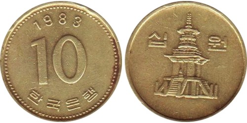 10 вон 1983 Южная Корея