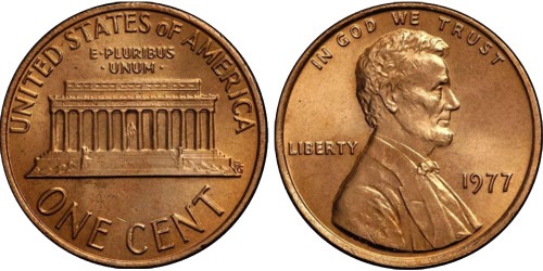 1 цент 1977 США