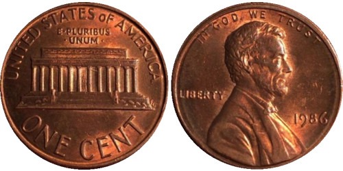 1 цент 1986 США