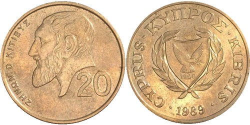 20 центов 1989 Республика Кипр