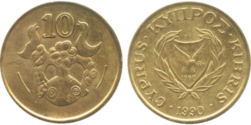 10 центов 1990 Республика Кипр