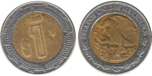 1 песо 2001 Мексика