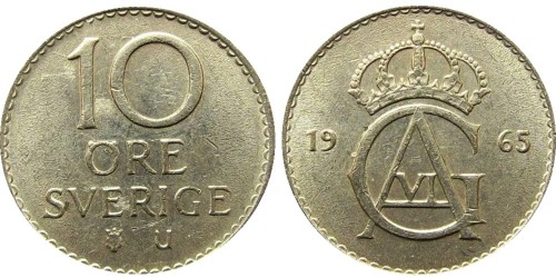 10 эре 1965 Швеция
