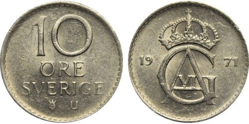 10 эре 1971 Швеция