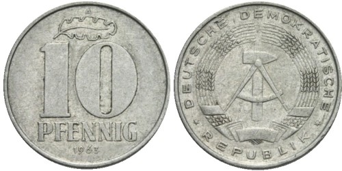 10 пфеннигов 1963 «A» ГДР