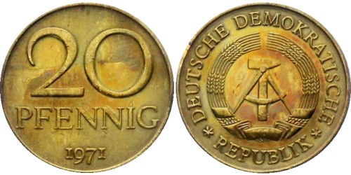 20 пфеннигов 1971  ГДР