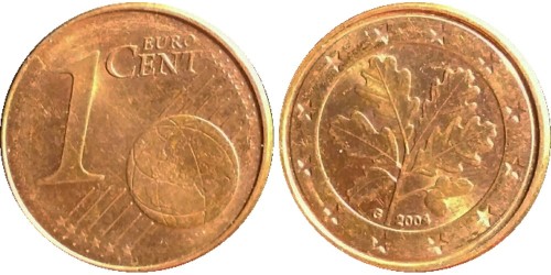 1 евроцент 2004 «G» Германия