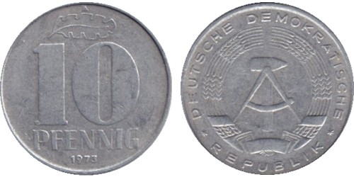 10 пфеннигов 1973 «A» ГДР